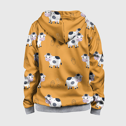 Детская толстовка на молнии Веселые коровки с ведрами молока / 3D-Меланж – фото 2