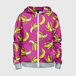 Толстовка на молнии детская Banana pattern Summer Color, цвет: 3D-меланж