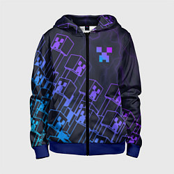 Детская толстовка на молнии Minecraft CREEPER NEON