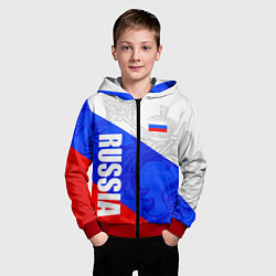 Толстовка на молнии детская RUSSIA - SPORTWEAR - ТРИКОЛОР, цвет: 3D-красный — фото 2