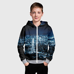 Толстовка на молнии детская Ночной город night city, цвет: 3D-меланж — фото 2