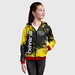 Толстовка на молнии детская СУБАРУ - SUBARU Желтые пятна, цвет: 3D-красный — фото 2