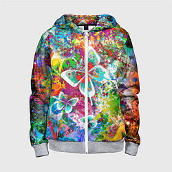 Детская толстовка на молнии Яркое безумие Бабочки, кляксы, граффити