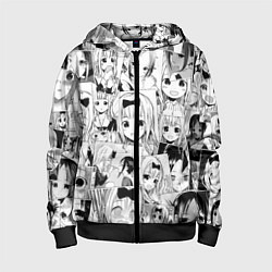 Толстовка на молнии детская Госпожа Кагуя паттерн, цвет: 3D-черный