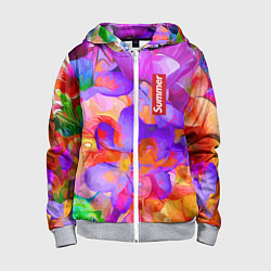 Детская толстовка на молнии Красочный цветочный паттерн Лето Colorful Floral P