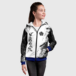 Толстовка на молнии детская Black clover чёрный клевер вертикальная надпись, цвет: 3D-синий — фото 2