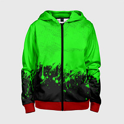 Детская толстовка на молнии САЛАТОВЫЕ НЕОНОВЫЕ БРЫЗГИ КРАСКИ