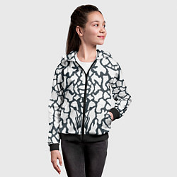 Толстовка на молнии детская Animal Black and White Pattern, цвет: 3D-черный — фото 2