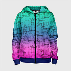 Толстовка на молнии детская Абстрактный узор на розово-бирюзовом градиентном ф, цвет: 3D-синий