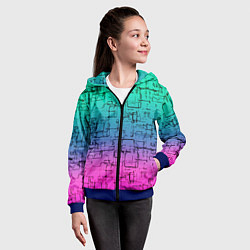 Толстовка на молнии детская Абстрактный узор на розово-бирюзовом градиентном ф, цвет: 3D-синий — фото 2