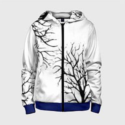 Детская толстовка на молнии Черные ветки деревьев на белом фоне