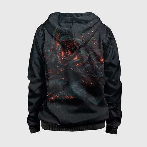 Детская толстовка на молнии Тлеющий розы / 3D-Черный – фото 2