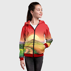 Толстовка на молнии детская Дорога к солнцу, цвет: 3D-красный — фото 2