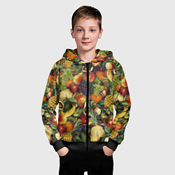 Толстовка на молнии детская Вкусные Летние Фрукты, цвет: 3D-черный — фото 2