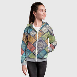 Толстовка на молнии детская Мандала орнамент, цвет: 3D-меланж — фото 2