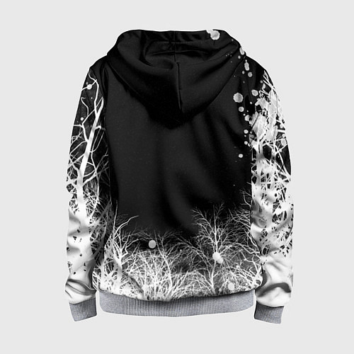 Детская толстовка на молнии Белый Неон над лесом White Neon / 3D-Меланж – фото 2