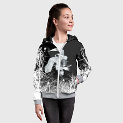 Толстовка на молнии детская Белый Неон над лесом White Neon, цвет: 3D-меланж — фото 2