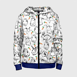 Детская толстовка на молнии Зайцы с морковками