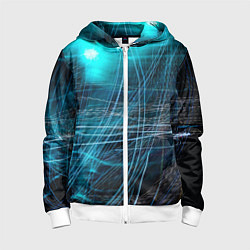 Детская толстовка на молнии Неоновые волны и линии - Голубой