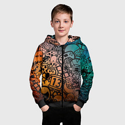 Толстовка на молнии детская Life is gaming, цвет: 3D-черный — фото 2