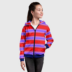 Толстовка на молнии детская Striped pattern мягкие размытые полосы красные фио, цвет: 3D-синий — фото 2
