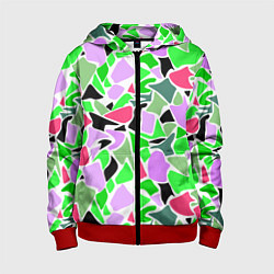 Толстовка на молнии детская Abstract pattern green pink spots, цвет: 3D-красный