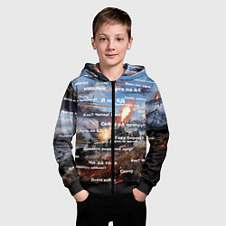 Толстовка на молнии детская Сленг геймера танкиста, цвет: 3D-черный — фото 2