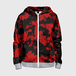 Детская толстовка на молнии Черно-красная абстракция
