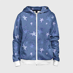 Толстовка на молнии детская Gray-Blue Star Pattern, цвет: 3D-белый