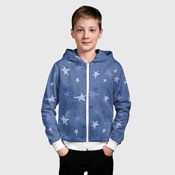 Толстовка на молнии детская Gray-Blue Star Pattern, цвет: 3D-белый — фото 2
