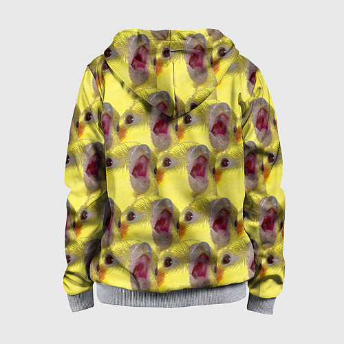 Детская толстовка на молнии Попугай Корелла Орёт Мем / 3D-Меланж – фото 2