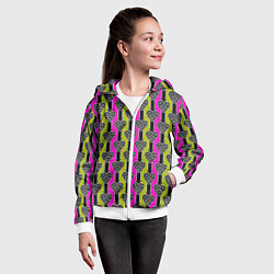 Толстовка на молнии детская Striped multicolored pattern Сердце, цвет: 3D-белый — фото 2