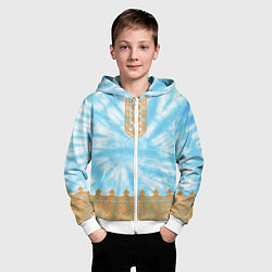 Толстовка на молнии детская Славянская тай-дай рубаха, цвет: 3D-белый — фото 2