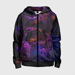 Детская толстовка на молнии Неоновые лучи и листья - Фиолетовый