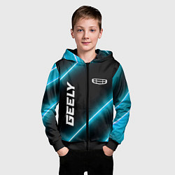 Толстовка на молнии детская Geely Неоновые Лампы, цвет: 3D-черный — фото 2