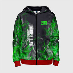 Детская толстовка на молнии Pubg - зелёное пламя