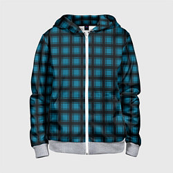 Детская толстовка на молнии Black and blue plaid