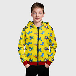 Толстовка на молнии детская Мультяшные птицы, цвет: 3D-красный — фото 2