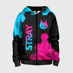 Толстовка на молнии детская Stray: Neon Gradient, цвет: 3D-черный