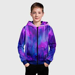Толстовка на молнии детская Purple splashes, цвет: 3D-синий — фото 2