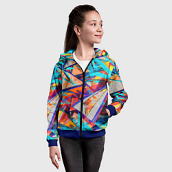 Толстовка на молнии детская Яркий неоновый абстрактный узор, цвет: 3D-синий — фото 2