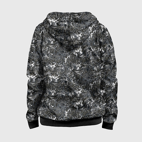 Детская толстовка на молнии Темно серый графитовый с текстурой камня / 3D-Черный – фото 2