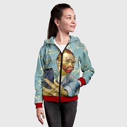 Толстовка на молнии детская Ван Гог Селфи - Арт Портрет, цвет: 3D-красный — фото 2