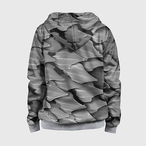 Детская толстовка на молнии Кожа акулы - броня / 3D-Меланж – фото 2
