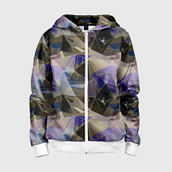 Детская толстовка на молнии Полигональный абстрактный: бежевый, коричневый, си