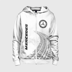 Толстовка на молнии детская Mercedes speed на светлом фоне со следами шин: сим, цвет: 3D-белый