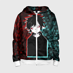 Толстовка на молнии детская Аниме парень Ketsu-кун, цвет: 3D-белый