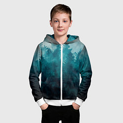 Толстовка на молнии детская Темный хвойный лес, цвет: 3D-белый — фото 2