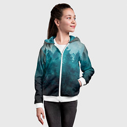 Толстовка на молнии детская Темный хвойный лес, цвет: 3D-белый — фото 2