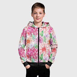 Толстовка на молнии детская Георгин и гербер, цвет: 3D-черный — фото 2